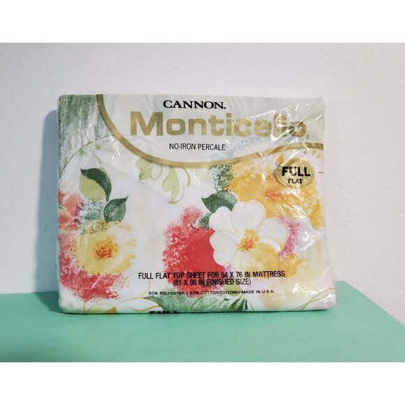 Cannon Monticello Full Flat Sheet in the Monet Bouquet Pattern # 649, NOS - Picture 1 of 8